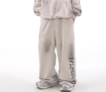 Men’s Distressed Graffiti Hoodie – Retro American Streetwear Sweatshirt