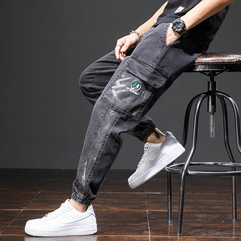 Men’s Loose Fit Cargo Jeans – Casual Spring Street Style Denim Pants