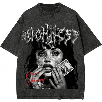 Women’s Casual Graphic T-Shirt with Figure & Letter Print – Trendy Short Sleeve Top