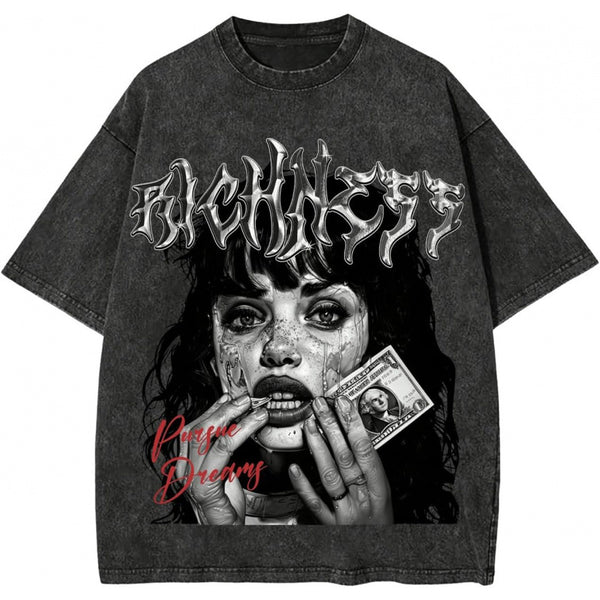 Women’s Casual Graphic T-Shirt with Figure & Letter Print – Trendy Short Sleeve Top