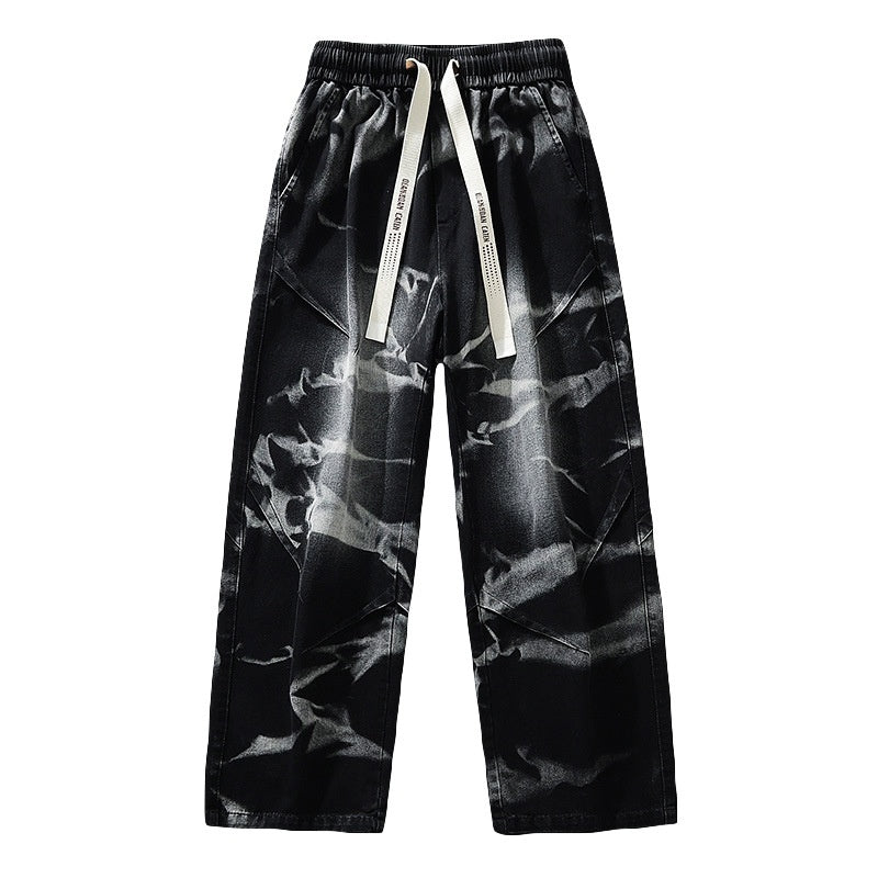 Men’s Wide Leg Straight Denim Jeans – Loose Fit Stretch Casual Streetwear Pants