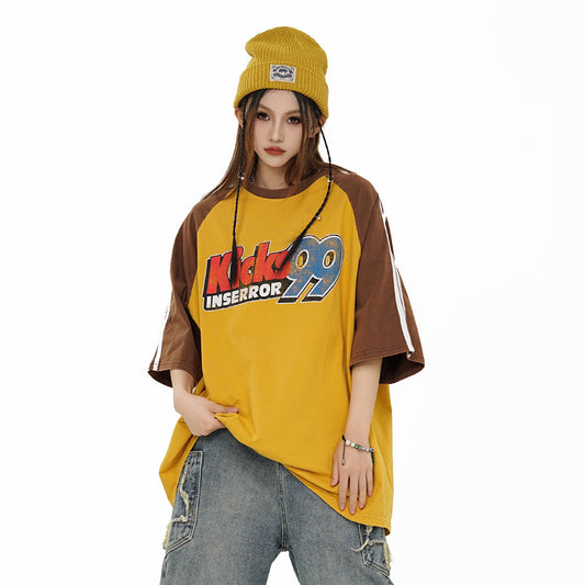 Women’s Casual Lettering T-Shirt – Stylish Loose Fit Round Neck