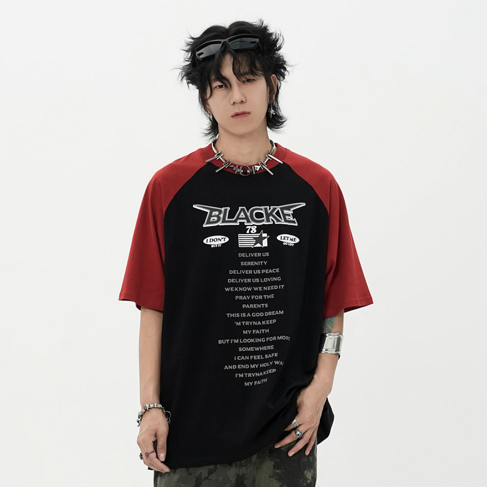 Men’s Trendy Letter Print Cotton T-Shirt – Short Sleeve Casual Tee