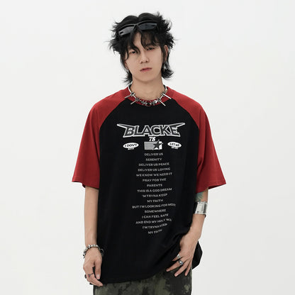 Men’s Trendy Letter Print Cotton T-Shirt – Short Sleeve Casual Tee