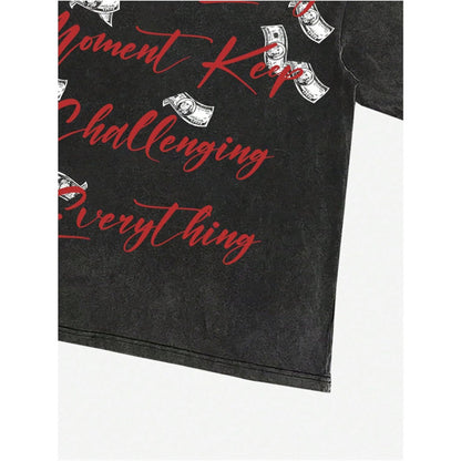 Women’s Casual Graphic T-Shirt with Figure & Letter Print – Trendy Short Sleeve Top