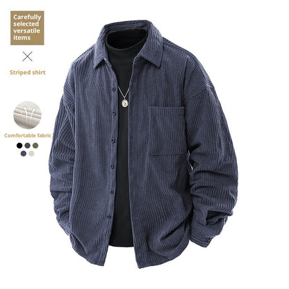 Men’s Fake Two-Piece Shirt Collar Jacket – Casual Layered Style Coat