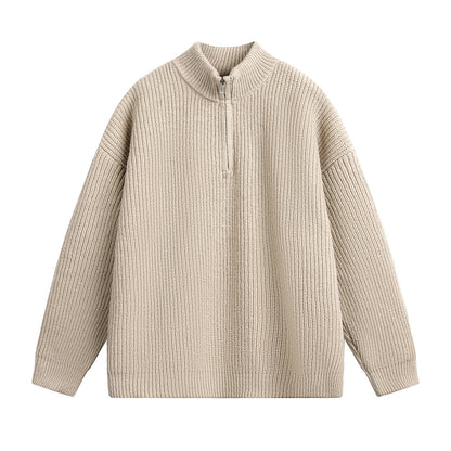 Men’s Stand Collar Plush Sweater – Imitation Deer Fleece Warm Pullover Jacket