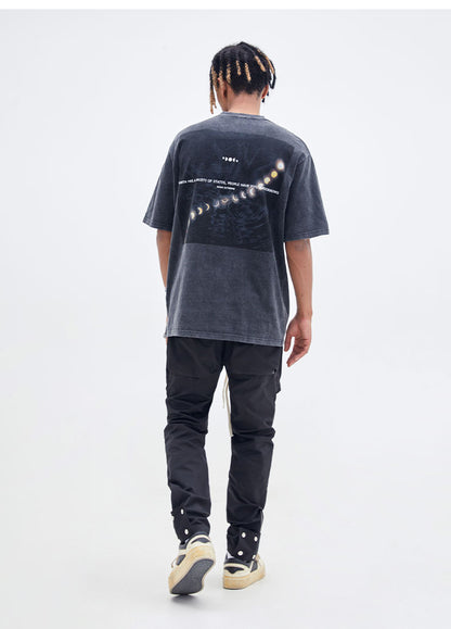 Retro Street Style Letter Print Men’s Short Sleeve T-Shirt Casual Urban Tee