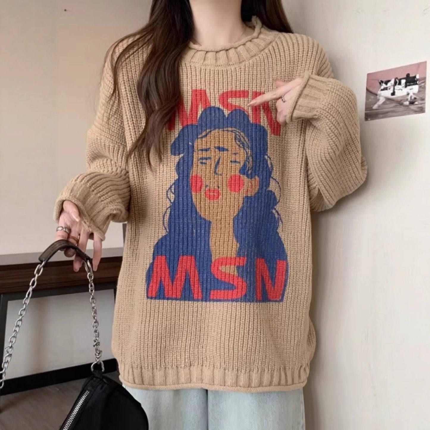 Women’s Knit Sweater Coat Top – Soft Loose Fit Korean Fashion Outerwear