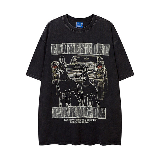 Men’s Doberman Pinscher Graphic Distressed T-Shirt – Casual Short Sleeve Top