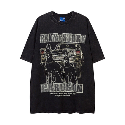 Men’s Doberman Pinscher Graphic Distressed T-Shirt – Casual Short Sleeve Top