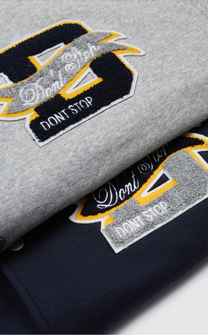 Men’s Streetwear Patch Embroidered Coat – Stylish Contrast Jacket