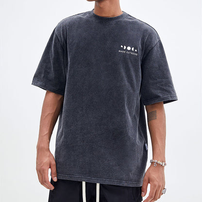 Retro Street Style Letter Print Men’s Short Sleeve T-Shirt Casual Urban Tee