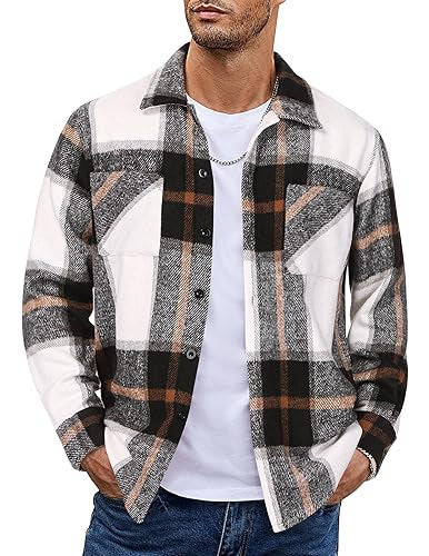 Men's Vintage Button-Up Shirt – Casual Retro Long Sleeve Fall Winter Top
