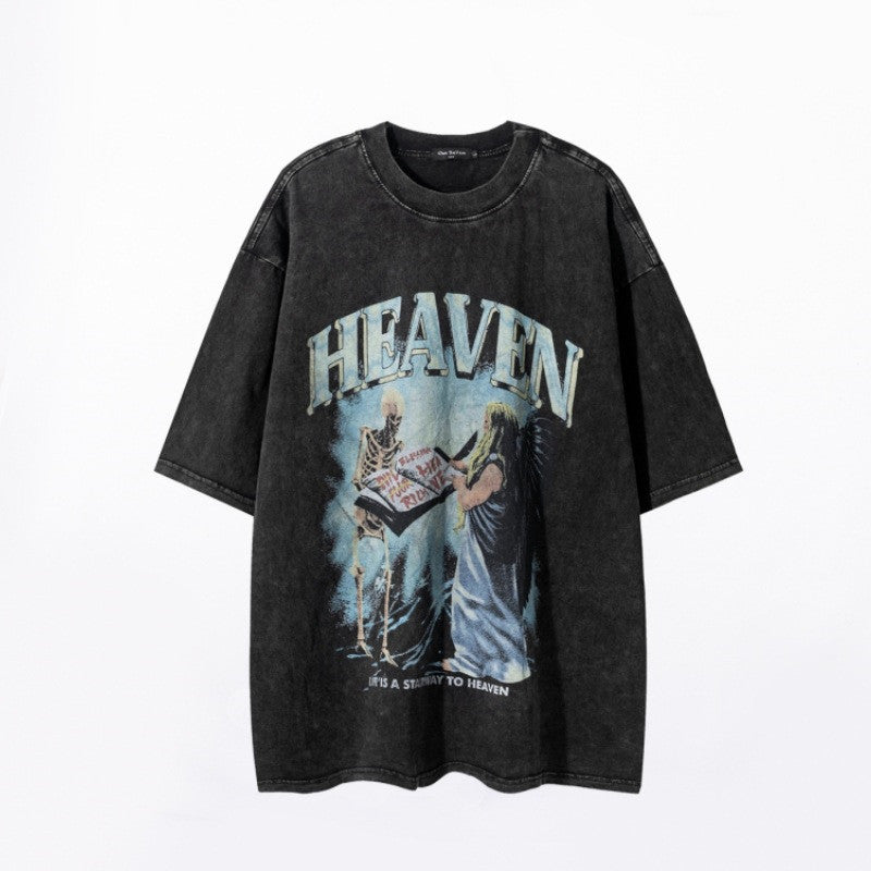Men’s Skull Print Graphic T-Shirt – Casual Short Sleeve Cotton Tee