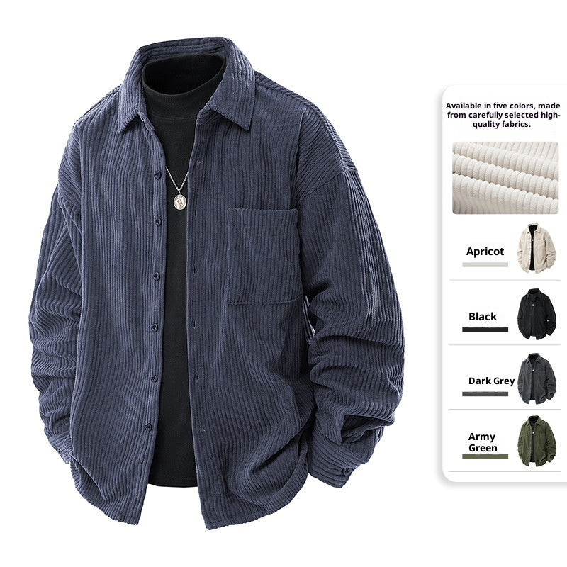 Men’s Fake Two-Piece Shirt Collar Jacket – Casual Layered Style Coat