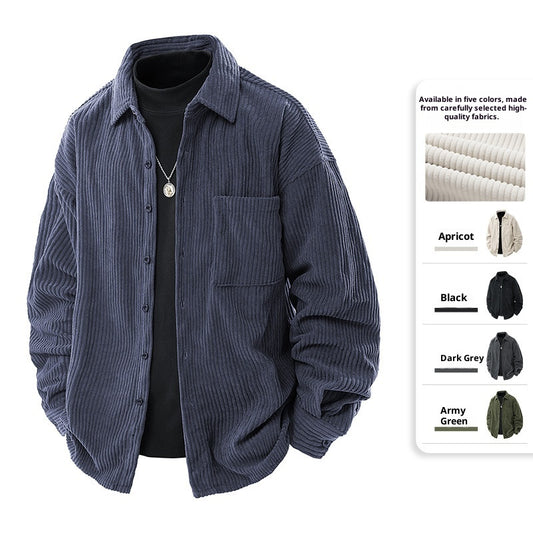 Men’s Fake Two-Piece Shirt Collar Jacket – Casual Layered Style Coat