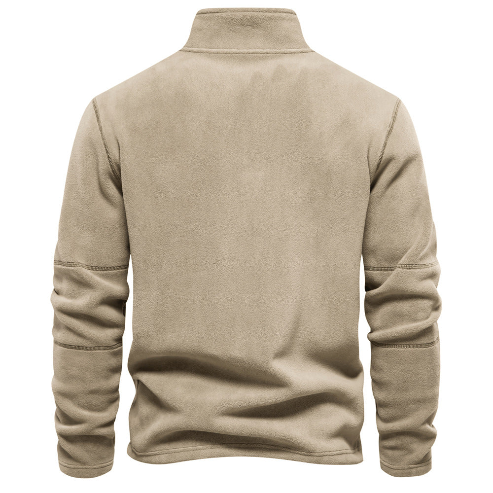Men’s Fashion Fleece Sweatshirt – Zipper Stand-Collar Casual Top