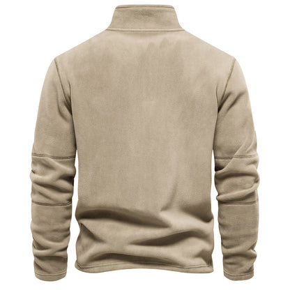 Men’s Fashion Fleece Sweatshirt – Zipper Stand-Collar Casual Top
