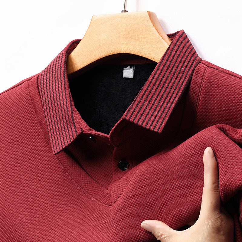 Men’s Business Casual Fake Two-Piece Striped Sleeve T-Shirt – Fashion Slim Fit Top
