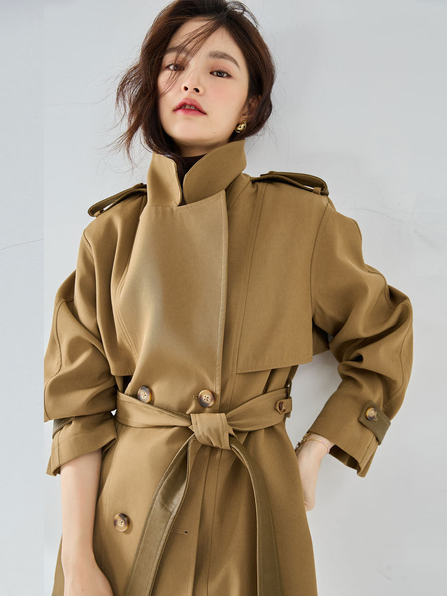 Women’s Elegant Short Trench Coat – Casual Chic Lightweight Jacket