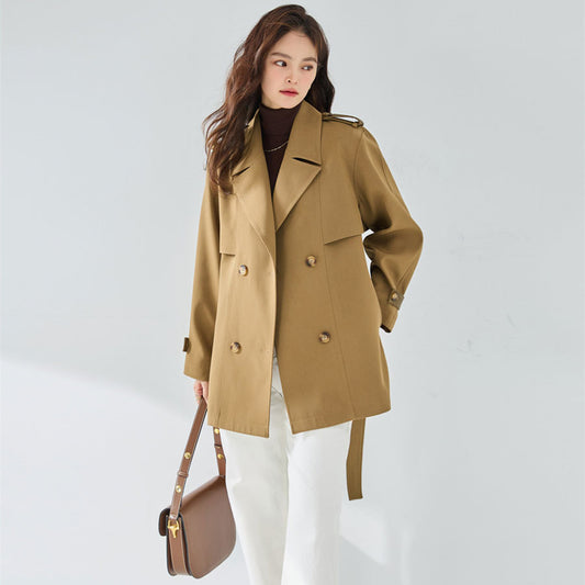 Women’s Elegant Short Trench Coat – Casual Chic Lightweight Jacket