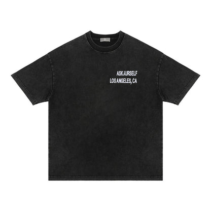 Men’s Fashion Loose Fit Tee – Five-Point Sleeve Round Neck Streetwear Shirt