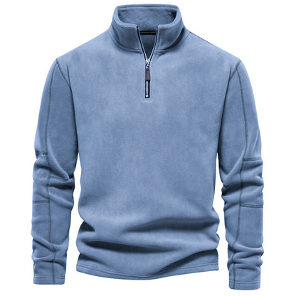 Men’s Fashion Fleece Sweatshirt – Zipper Stand-Collar Casual Top