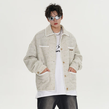 Vintage Knitted Jacket for Men & Women – Retro Unisex Knitwear Cardigan, Casual Warm Sweater Coat