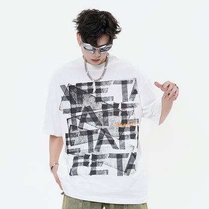 Unisex Letter Print Loose T-Shirt – Casual Top for Men & Women