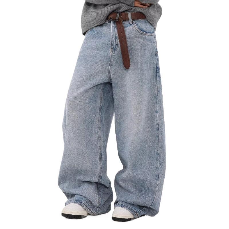 Retro Washed Straight Leg Jeans for Men – Distressed Casual Denim Pants