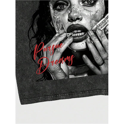 Women’s Casual Graphic T-Shirt with Figure & Letter Print – Trendy Short Sleeve Top