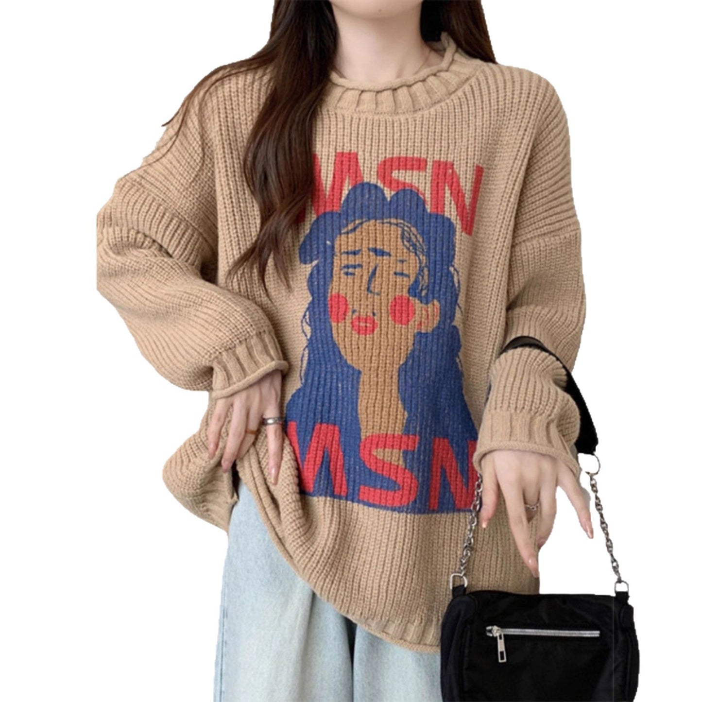 Women’s Knit Sweater Coat Top – Soft Loose Fit Korean Fashion Outerwear