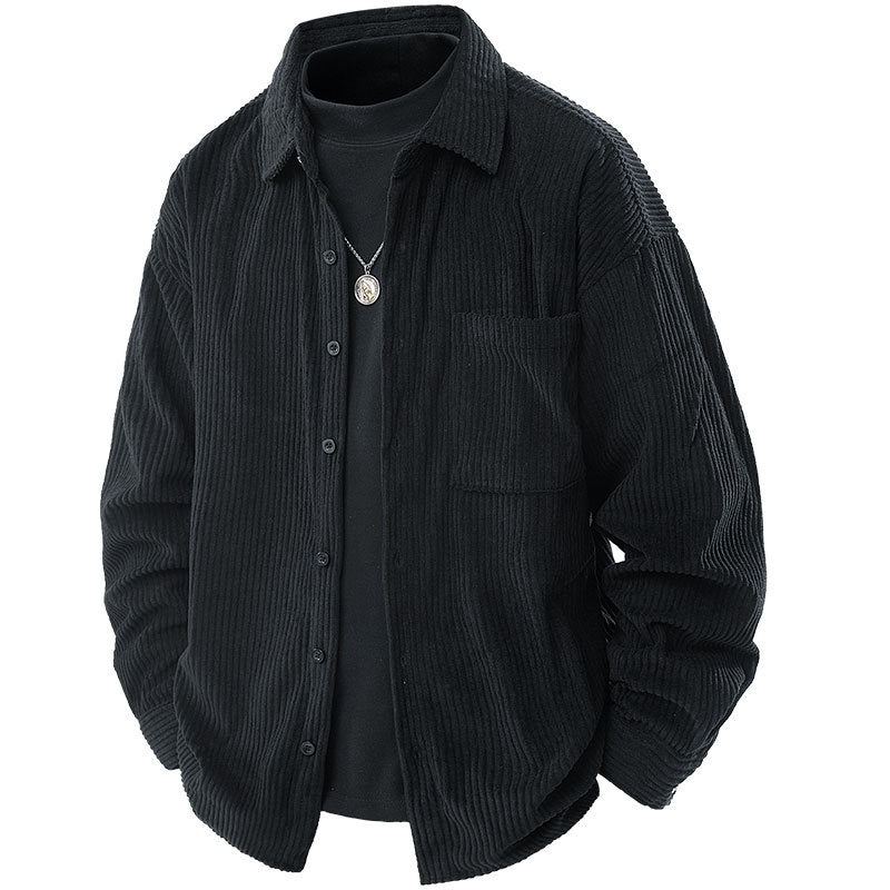 Men’s Fake Two-Piece Shirt Collar Jacket – Casual Layered Style Coat