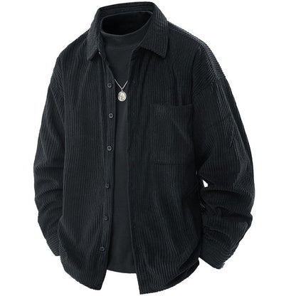 Men’s Fake Two-Piece Shirt Collar Jacket – Casual Layered Style Coat