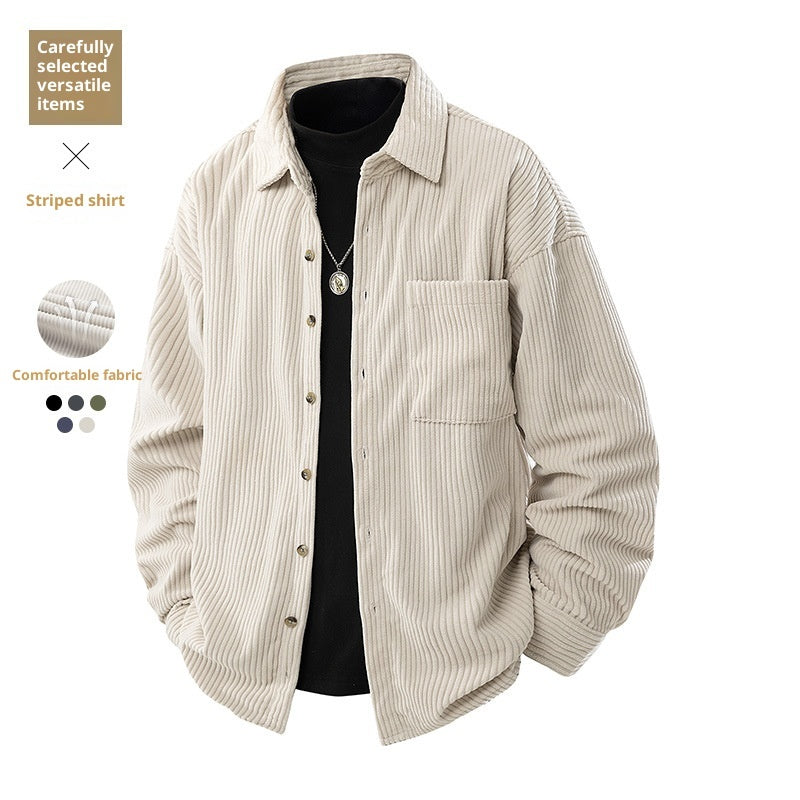 Men’s Fake Two-Piece Shirt Collar Jacket – Casual Layered Style Coat