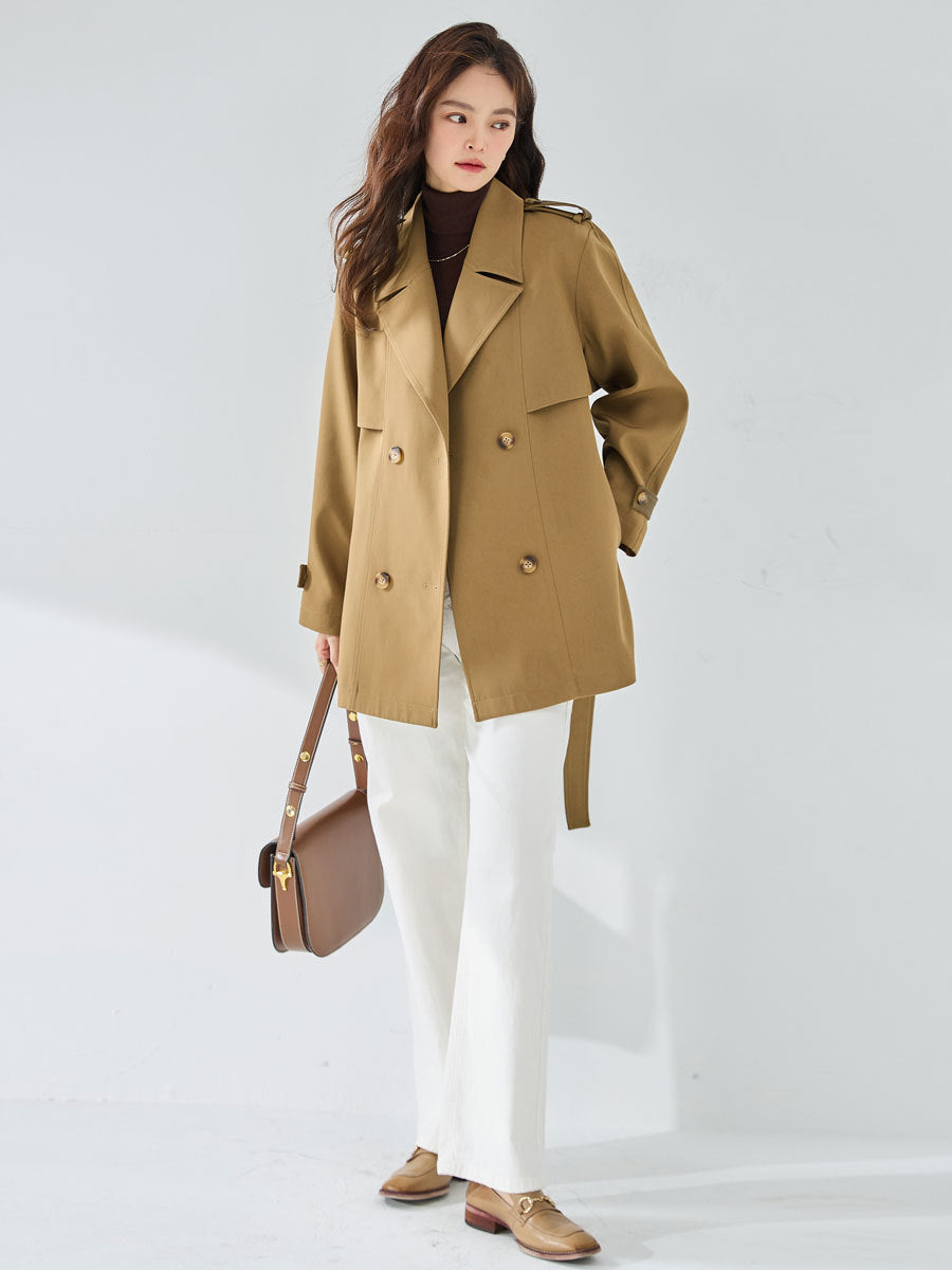 Women’s Elegant Short Trench Coat – Casual Chic Lightweight Jacket