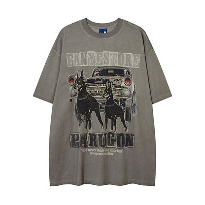 Men’s Doberman Pinscher Graphic Distressed T-Shirt – Casual Short Sleeve Top