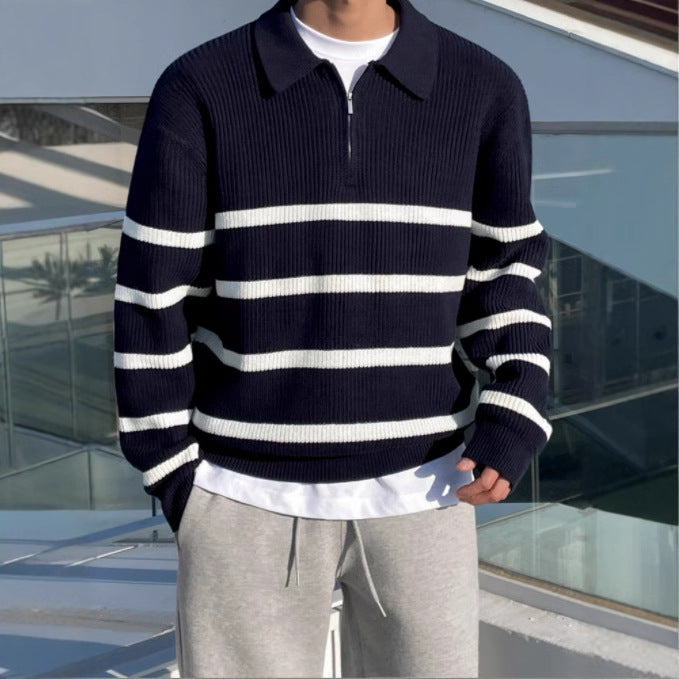 Men’s Casual Half Zip Knitted Jacket – Loose Fit Lightweight Pullover Top