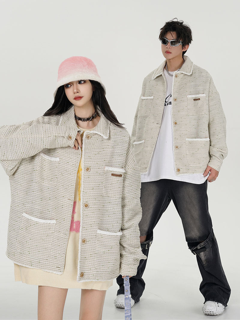 Vintage Knitted Jacket for Men & Women – Retro Unisex Knitwear Cardigan, Casual Warm Sweater Coat