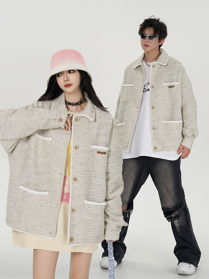 Vintage Knitted Jacket for Men & Women – Retro Unisex Knitwear Cardigan, Casual Warm Sweater Coat