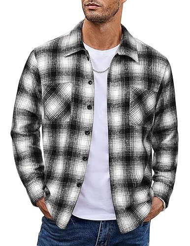 Men's Vintage Button-Up Shirt – Casual Retro Long Sleeve Fall Winter Top