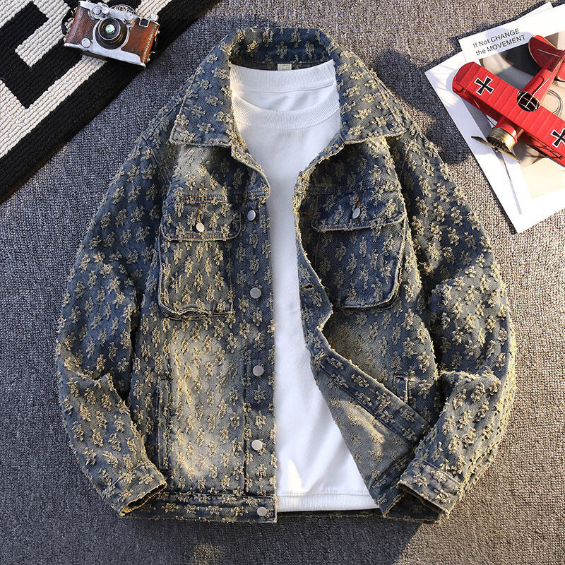 Men’s Blue Denim Coat – Youth Casual Spring Jacket, Slim Fit Lightweight Outerwear