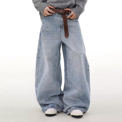 Retro Washed Straight Leg Jeans for Men – Distressed Casual Denim Pants
