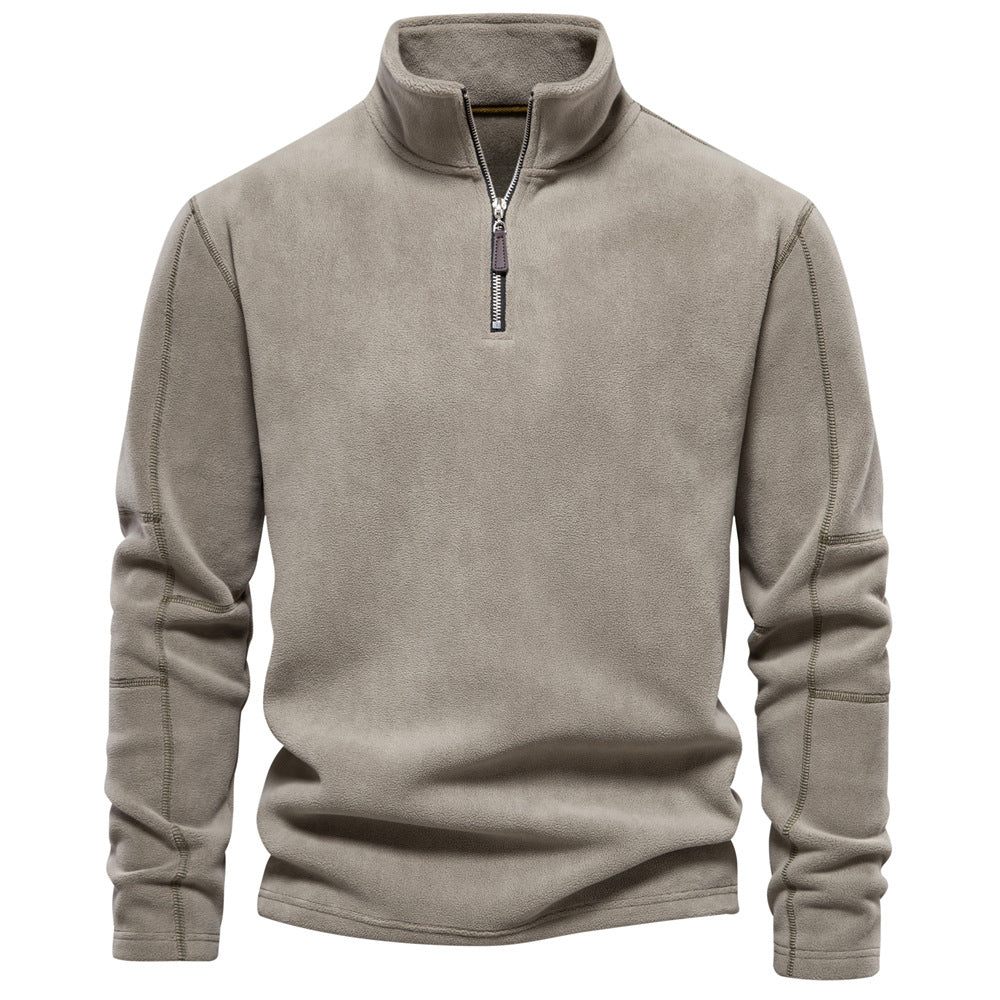 Men’s Fashion Fleece Sweatshirt – Zipper Stand-Collar Casual Top