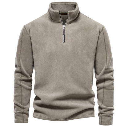 Men’s Fashion Fleece Sweatshirt – Zipper Stand-Collar Casual Top