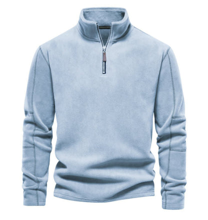 Men’s Fashion Fleece Sweatshirt – Zipper Stand-Collar Casual Top