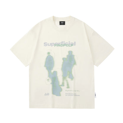 Men’s Casual Graphic T-Shirt – Blur Portrait Print Loose Crew Neck Short Sleeve Top