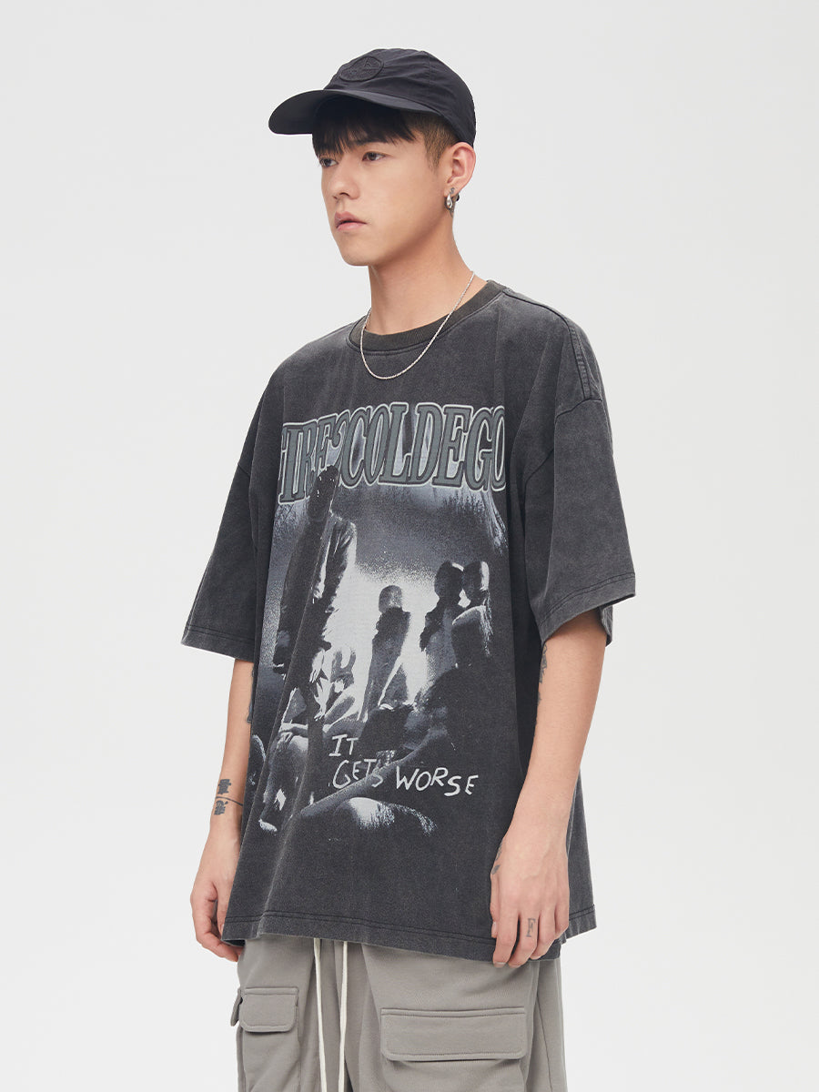 Women’s Trendy Animal Graphic Tee – Oversized Streetwear Cotton T-Shirt