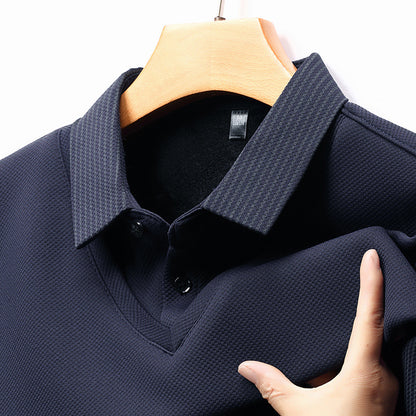 Men’s Business Casual Fake Two-Piece Striped Sleeve T-Shirt – Fashion Slim Fit Top